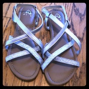 Silver glitter justice sandal